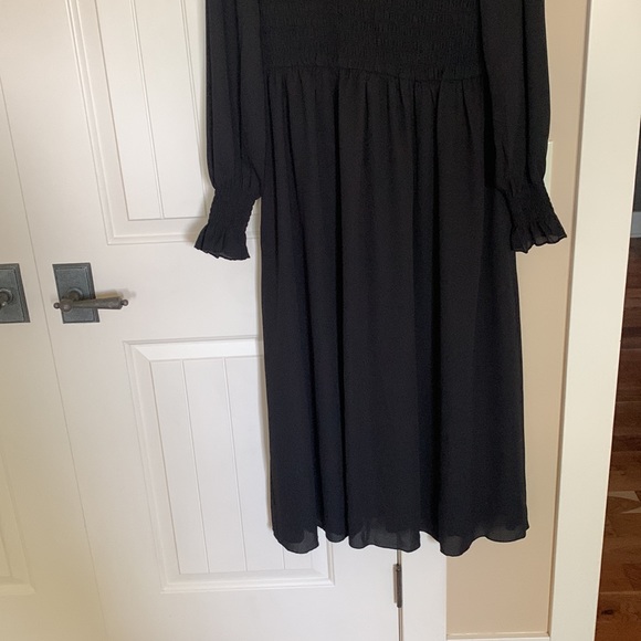 Black long sleeve midi dress with ruffle wrists, XL - Picture 3 of 10